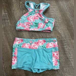 Blue & Pink Floral Dance Cheer set Size 8
